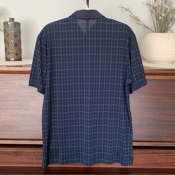 Masters Tech Blue Windowpane Print Golf Polo Shirt, Size Medium - Picture 8 of 10